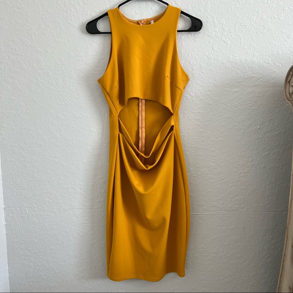 Yellow cut out front dress